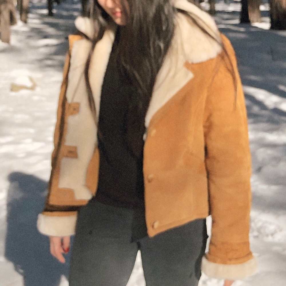 Vintage leather fur jacket